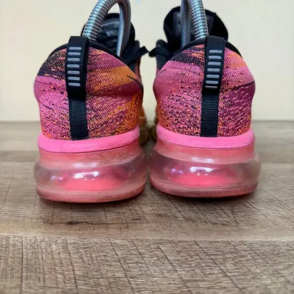 Womens Nike Flyknit Air Max Running Shoes Size 7.5 Pink Orange Black 620659-800 - Picture 2 of 7